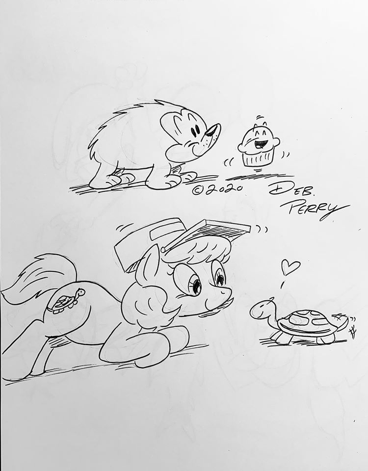 Here's a sketch of Muffin and Quill and Turtle Chaser and her Little Friend.  Just wanted to share this sketch with you all.

