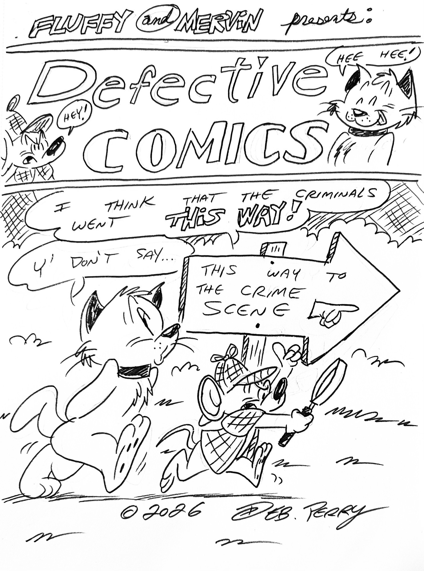 “Hey!  I think you meant Detective Comics, not Defective Comics!”  “They meant Defective, Mervin…”
