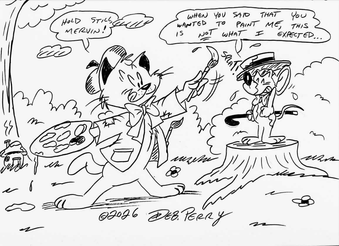 Sometimes when the artistic muse hits…you want to hit them back.  At least Mervin does.
